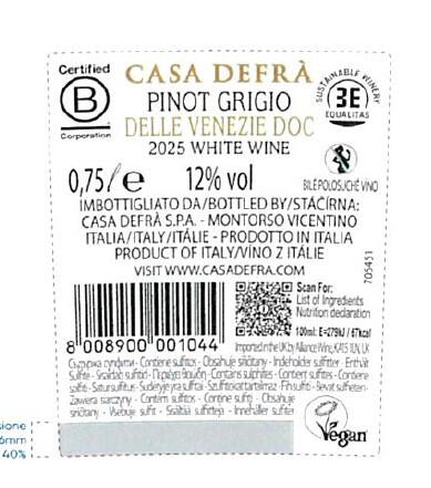 2025 Casa Defra Pinot Grigio