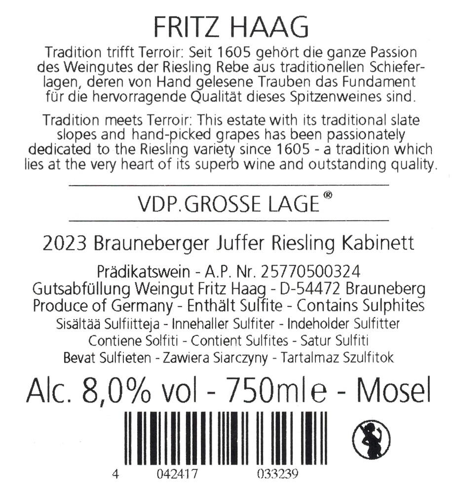 2023 Fritz Haag "Brauneberger Juffer" Riesling Kabinett