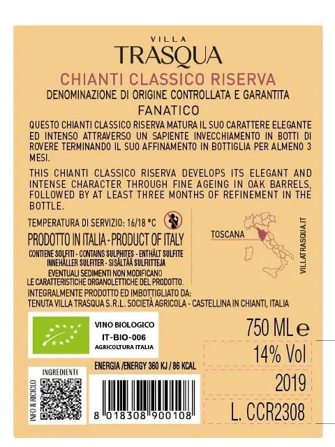 2019 Villa Trasqua Fanatico Riserva DOCG Chianti Classico Bio