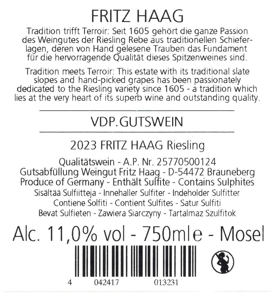 2023 Fritz Haag Riesling feinherb